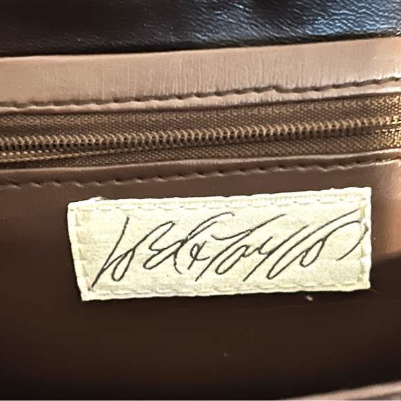 Lord & Taylor Brown Vintage Snake Skin Leather Convertible Clutch/Shoulder Bag - Picture 6 of 11